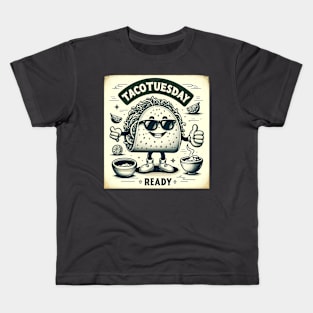 Retro Taco Tuesday Line Art Design Kids T-Shirt